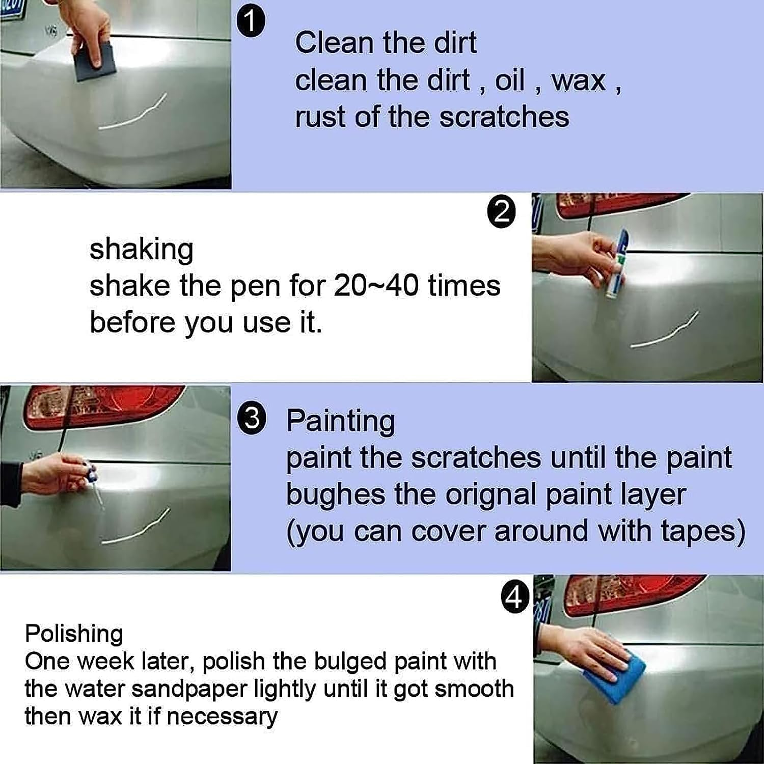 2Pcs Car Scratch Remover Pen, Easy & Quick Waterproof Car Scratch Repair Pen, Car Scratch Touch-Up Paint (Gray) - Black image number 6