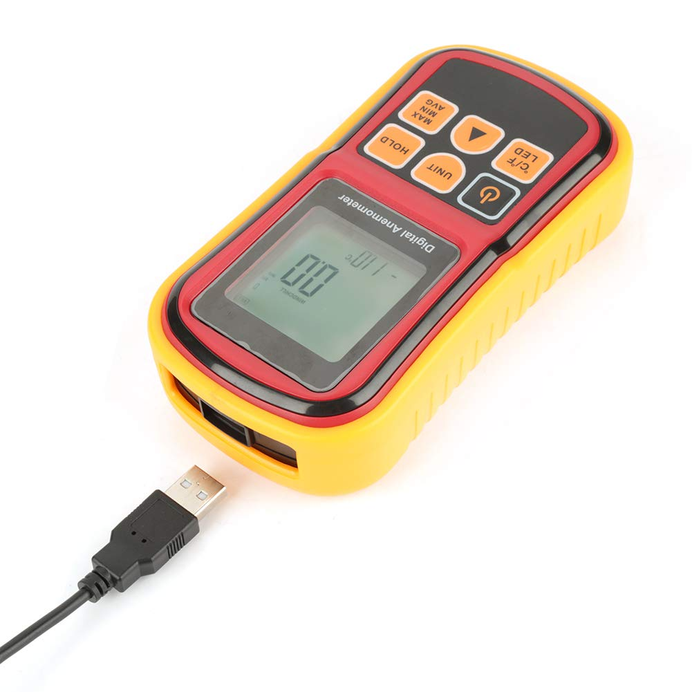 Cryfokt Digital Anemometer, Handheld Wind Speed Meter Air Tester with 12 Levels Air Speed Indication, LCD Display Wind-Speed Meter for Measuring Wind Temperature, ℃/℉ image number 5