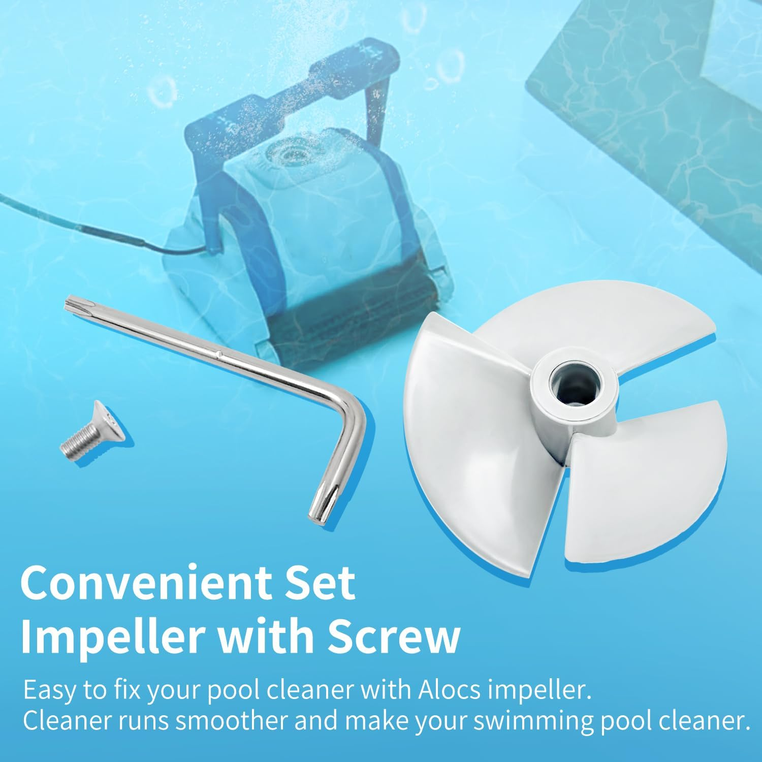 Deawater RCX11000 Pool Cleaner Impeller with Screw for Hayward Tigershark QC Shark Sharkvac XL Robotic Pool Cleaners image number 4