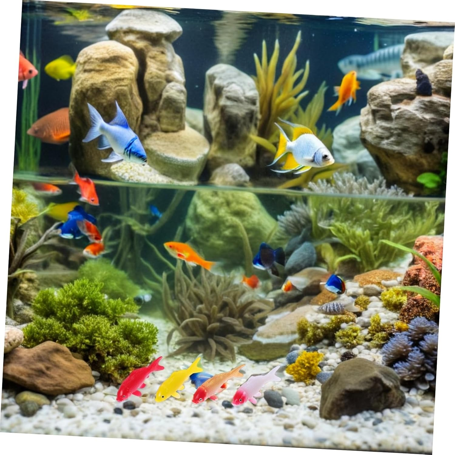 Yardenfun 4Pcs Realistic Artificial Koi Fish Figurines Aquarium Ornaments for Water Fountain Landscape Tea Pet Decor Fake Aquarium Fish Models for Home and Office Display image number 4