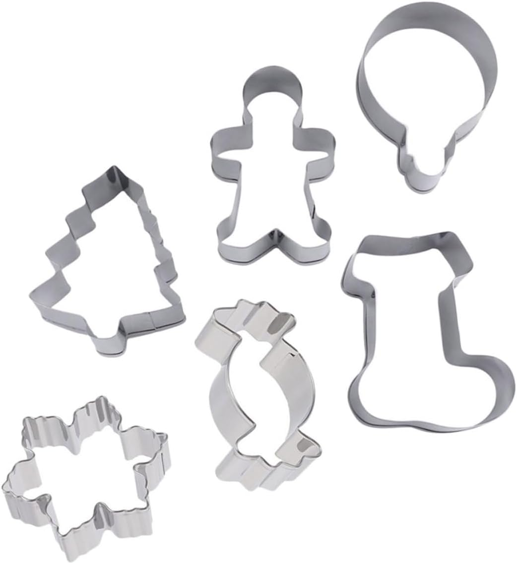 6Pcs Stainless Steel Christmas Cookie Cutters Gingerbread Man Mold for Christmas Baking image number 2