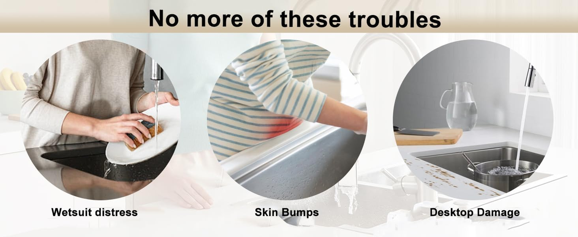 WEZCHUGHAOL 20&rsquo; Silicone Edge Protector, Kitchen Edge Guard, Splash Guard for Bathtub Sink, Sink Granite Quartz Protector, Adjustable Countertop to Fit Various Kitchen (Gray) image number 2