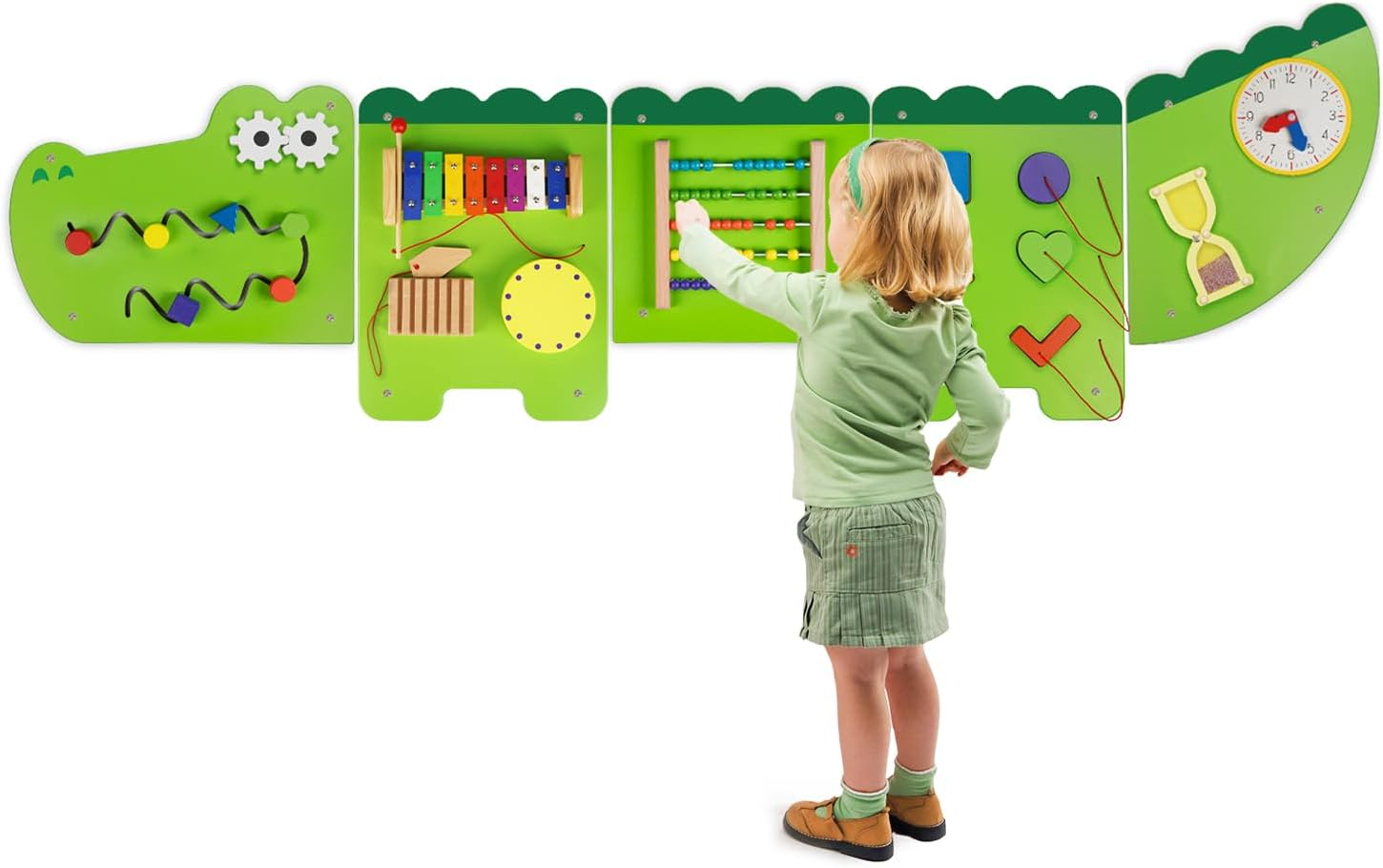 Crocodile Montessori Busy Board, Sensory Board,Educational Toys, Activity Cube, Wall Toys, Daycare Furniture, Playroom Furniture, Boys and Girls 6 M+