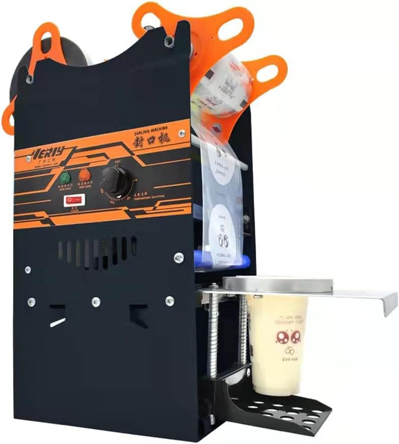MAIAKK Electric Plastic Cups Sealing Machine Boba Bubble Tea Uice Drink Sealer Pressure Lid Sealing Maker Bubble Milk Tea Shop Closure Cup Sealing Machine 300-500 Cups/H image number 3