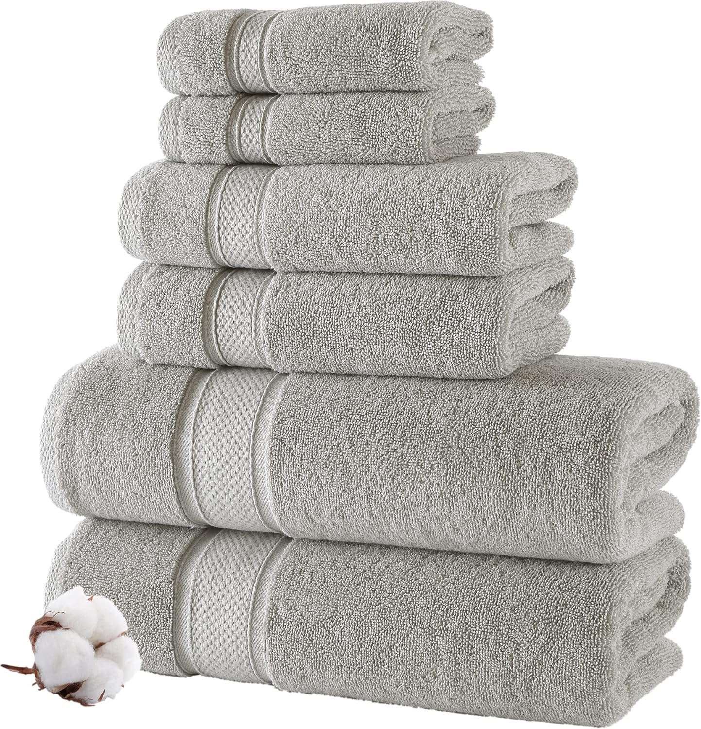 NOVA Luxury Linen - Hotel Quality Turkish Towel Set for Bathroom (6 Pcs Towel Set, Mirage Grey)