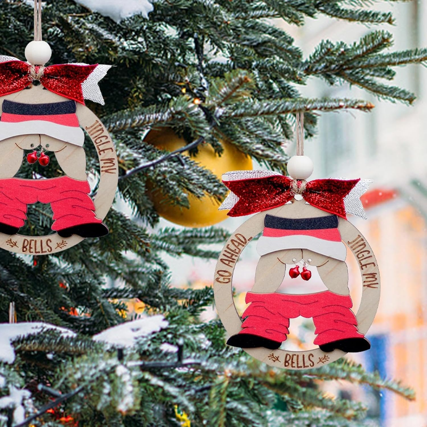 Christmas Tree Ornaments Wooden | Wooden Holiday Decor Christmas Tree Naughty Pendant,Christmas Door Tree Ornaments for Christmas Trees, Doors, Window image number 5