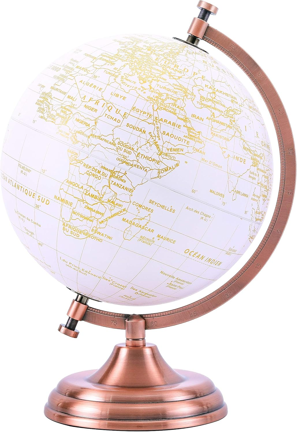 Exerz World Globe (Dia 8"/20 Cm) - Educational/Geographic/Modern Desktop Decoration - Metallic Golden World Globe Diameter 20 CM