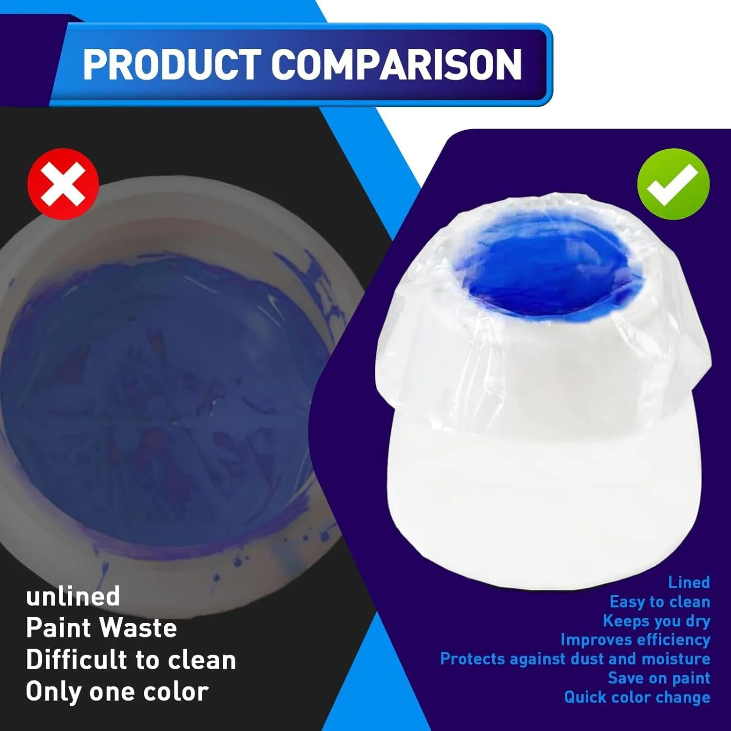 Paint Sprayer Liners Bags for Easy Cleanup, Clear Plastic Cup Liners Set of 50, 20 X 30 Cm, Fits Wagner Paint Sprayers - Abvian image number 2