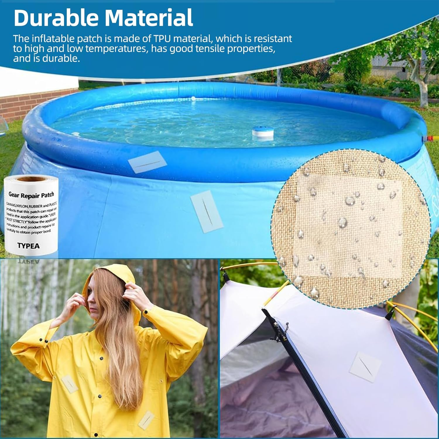 Clear TPU Waterproof Repair Tape, 7.5 X 375 Cm Self-Adhesive Patch Roll for Inflatable Pools, Air Mattresses, Tents, Raincoats, Umbrellas, Boats & Outdoor Gear image number 2