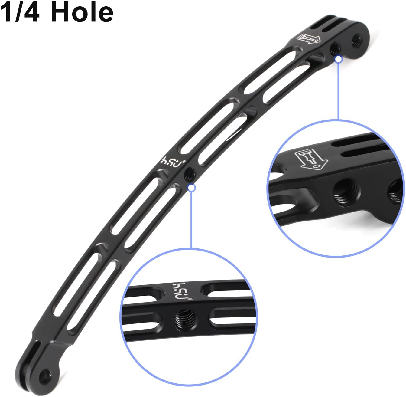 HSU (7 Pcs) All Aluminum Alloy Curved Extension Arm Kit Metal Pole Mount Helmet Stick Extension Arm Mount for Gopro Hero 11/10/9/8/7/6/5 Black,Session 5/4, DJI Osmo Action and More (7.9&rdquo;/5.3&rdquo;/3&rdquo;) image number 4