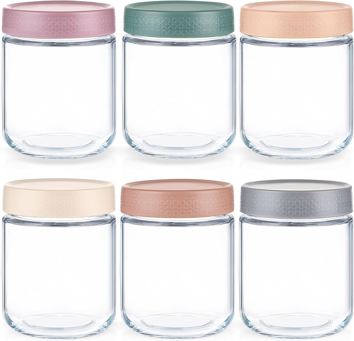 Feshory 6 Pack Overnight Oats Container Jar with Lid - Glass Food Storage Containers - Meal Prep Container for Salad, Spice, Snacks, Dressing Sauce (6X550Ml) image number 4