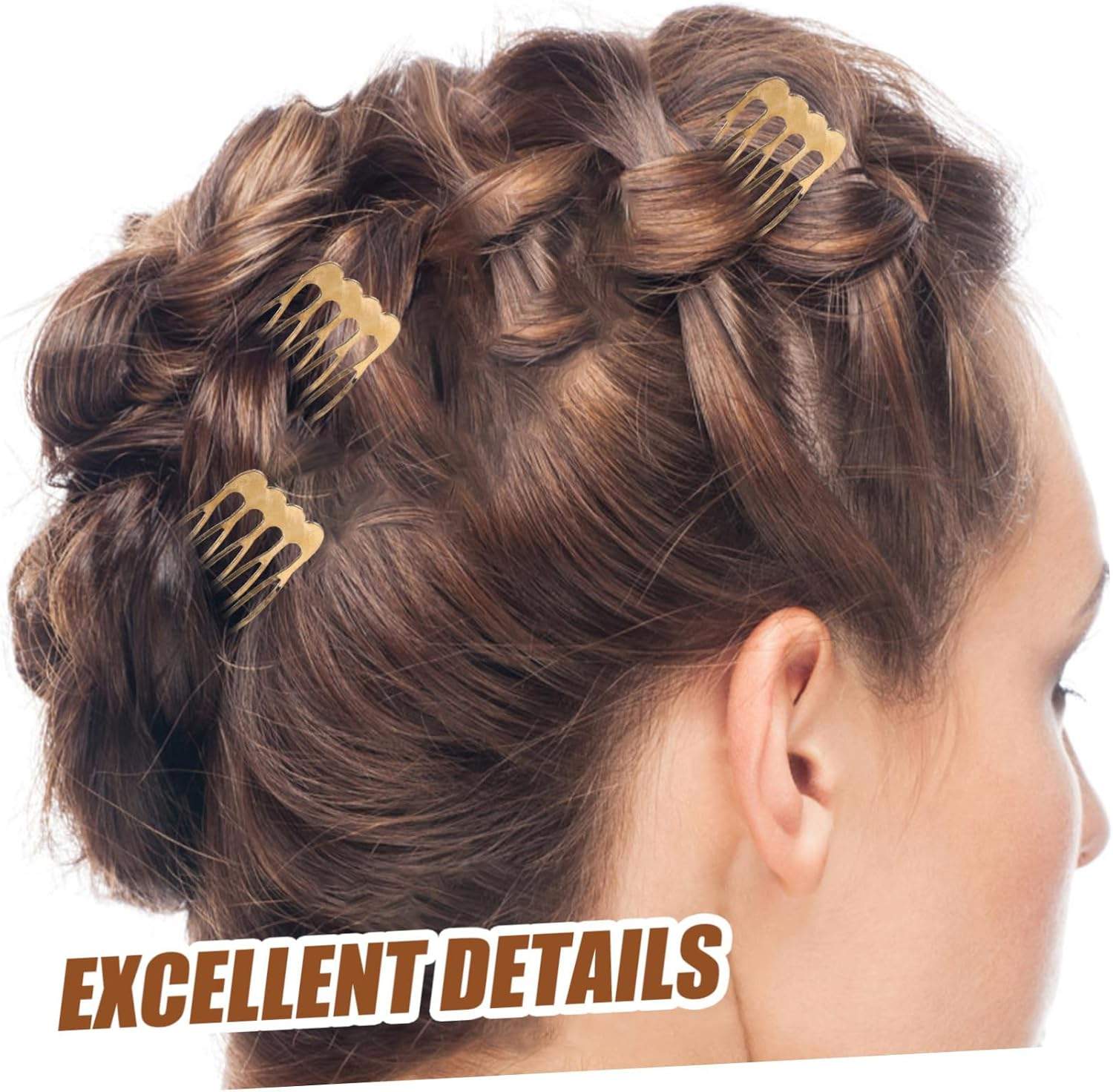 UKCOCO 10 Pieces Side Combs for Women Mini Combs Decorative Gold Hair Accessories Wedding Ceremony image number 1