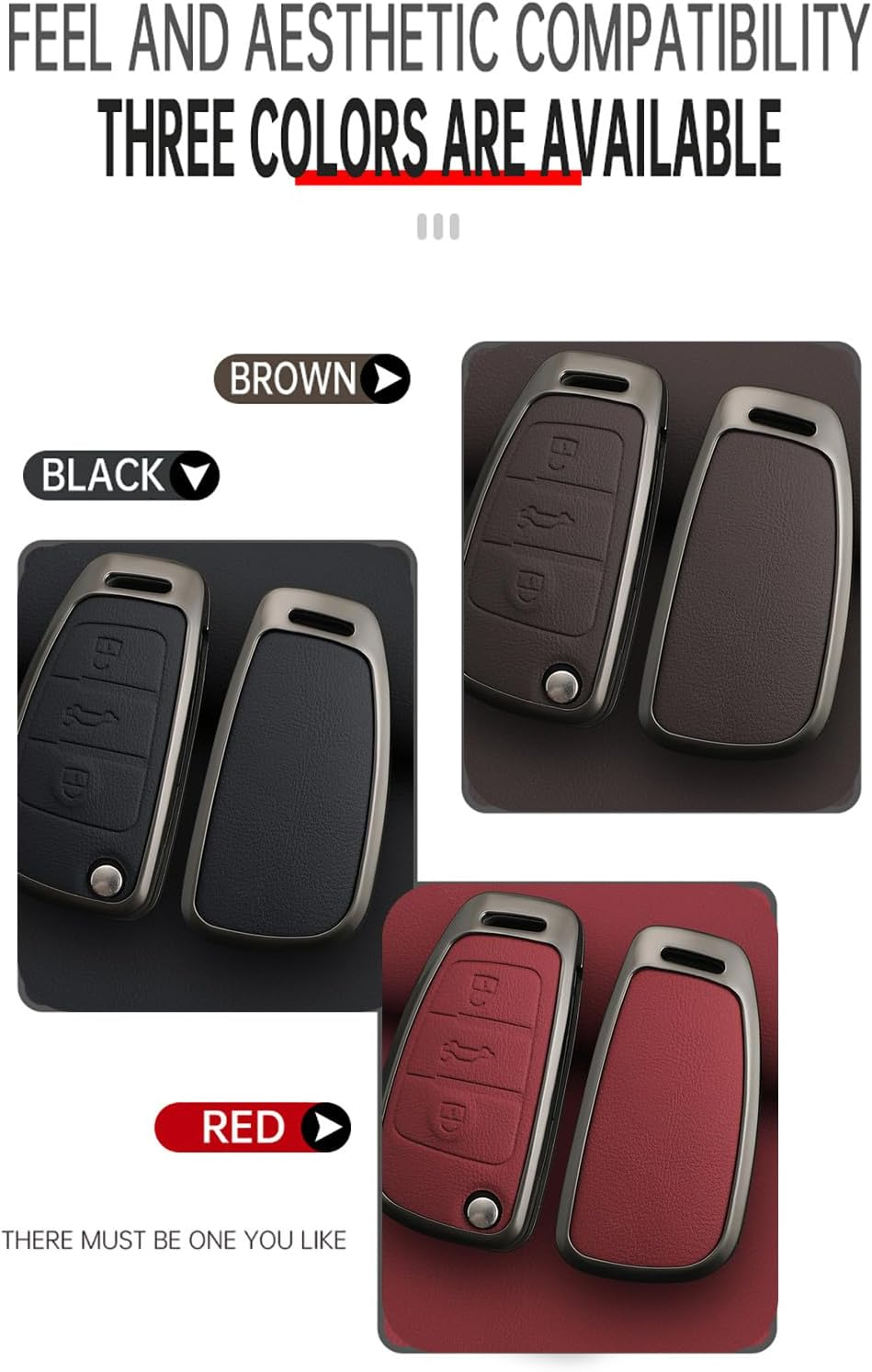 Flip Key Case Folding Key Fob Holder Fit for Audi A1 A3 A4 B8 A5 A6 C7 A8 D4 Q5 Q7 SQ5 S4 B8 S5 S6 C7 S7 S8 Remote Key Cover Metal Keychain Keyring Accessories 3 Buttons C Red image number 6