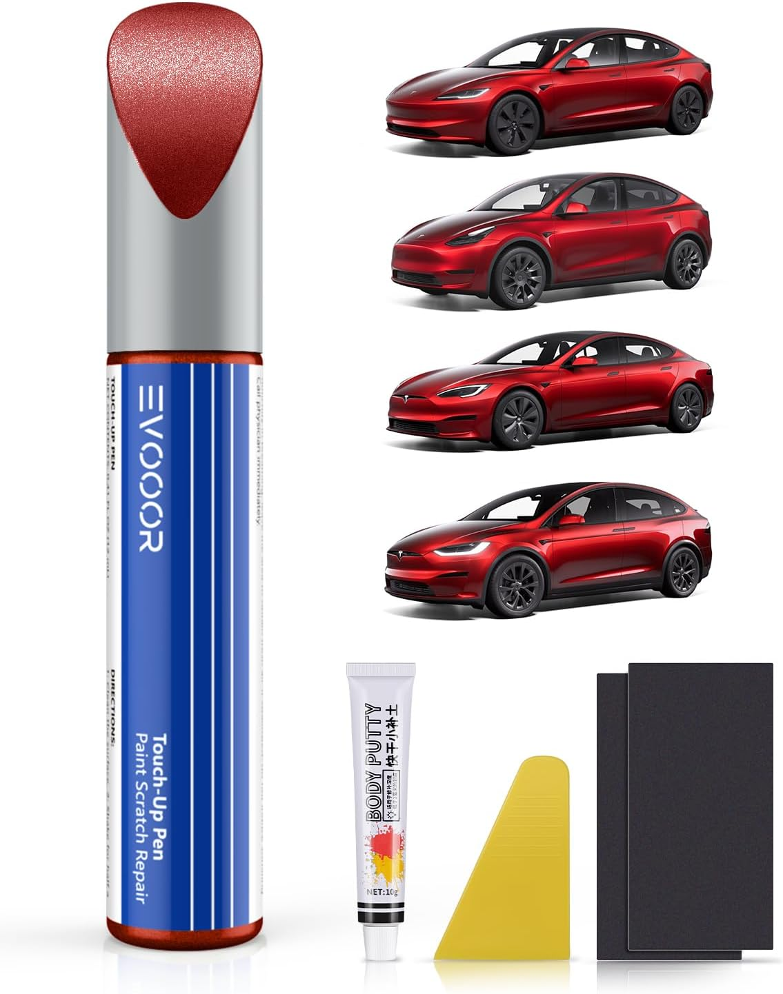Quicksilver(Pn00) Touch up Paint for Tesla Curb Rash Repair Kit - DIY Kit with Color-Matched Touch up Paint for Model 3/Y/S/X
