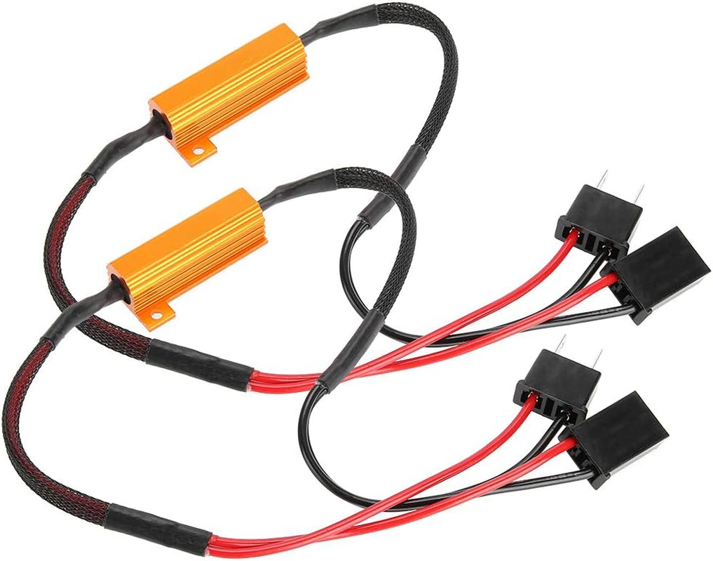 Load Resistor, 2Pcs Car LED Decoders 12V 50W No Error LED Bulb Load Resistor Wiring for H7 Headlight Turn Signal Blink anti Hyper Flash