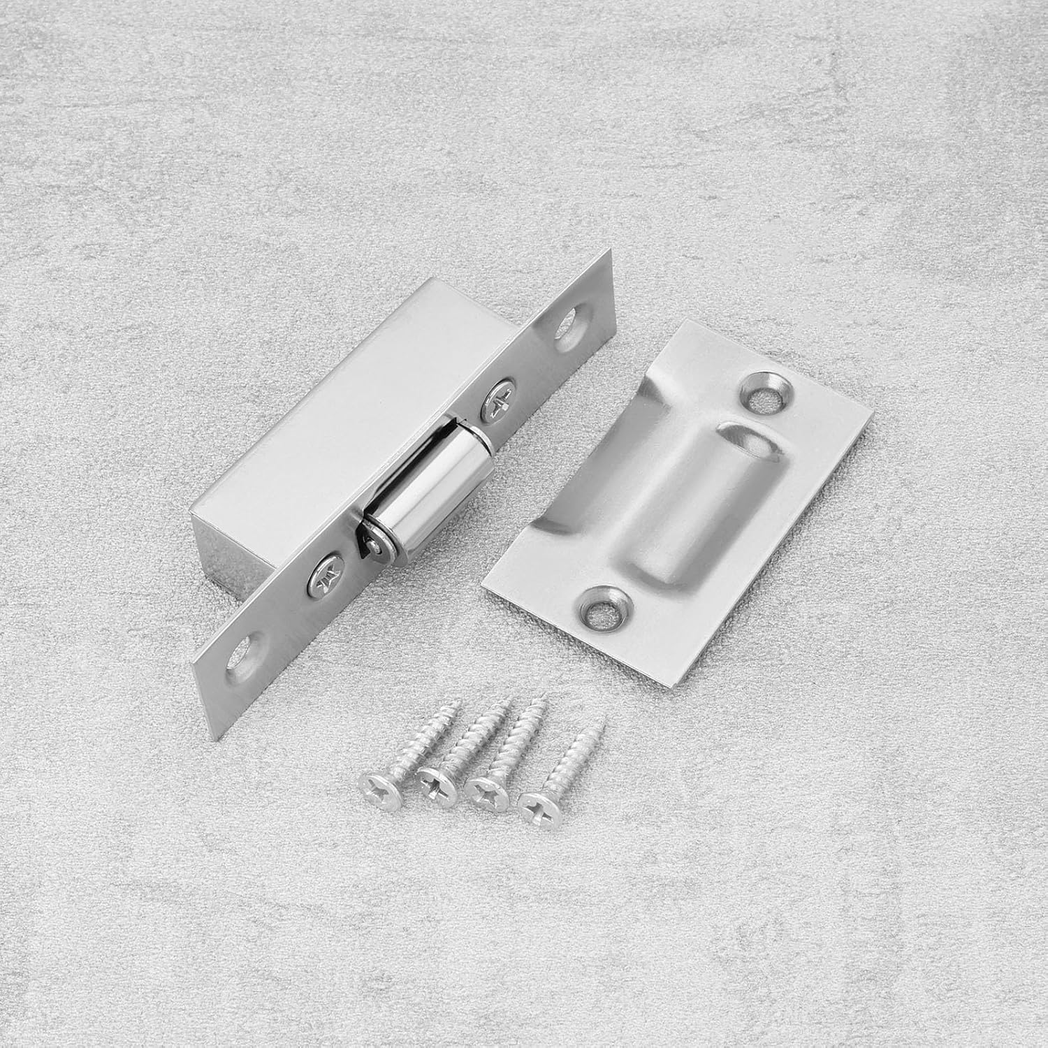 YINETTECH 2 Set Stainless Steel Adjustable Silent Roller Catch Adjustable Roller Catch Door Latches for Cupboards Kitchen Cabinet Bookcases Bathroom, Silver image number 1