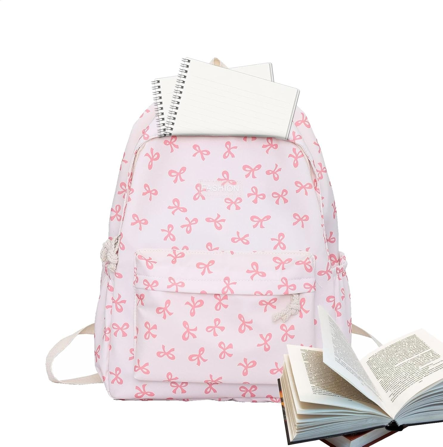 Bow Backpack - Teen Girls Bow Backpack, Casual Bow Daypack, Polyester Student Bow School Bag, Multi Purpose Middle School Student Travel Shoulder Bag for Notebook, Water Bottle, 32 X 15 X 4 Cm