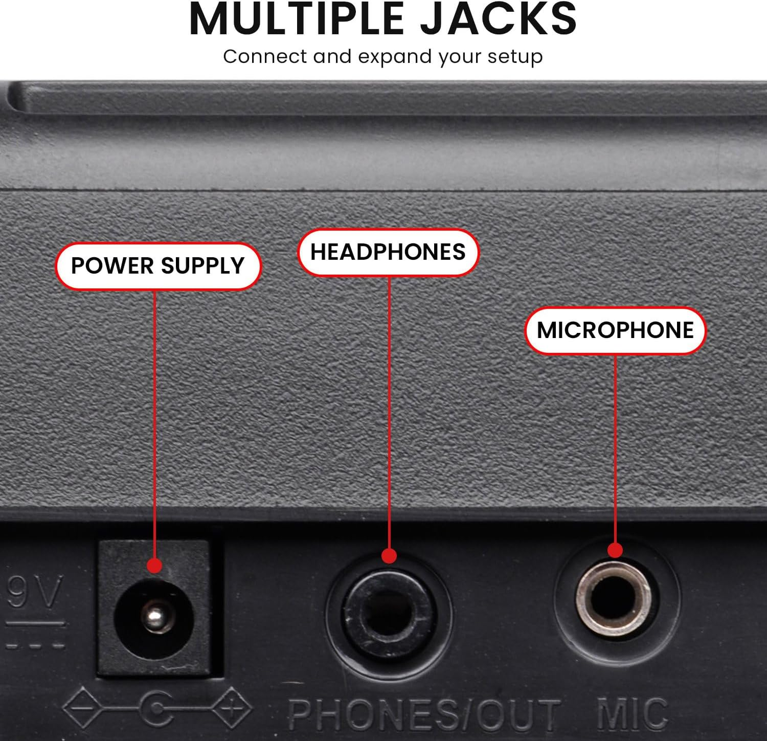 Karrera 61-Key Electronic LED Keyboard 75Cm Portable Piano in Black with Microphone Input, Headphone Output, 255 Timbres & Rhythms image number 2