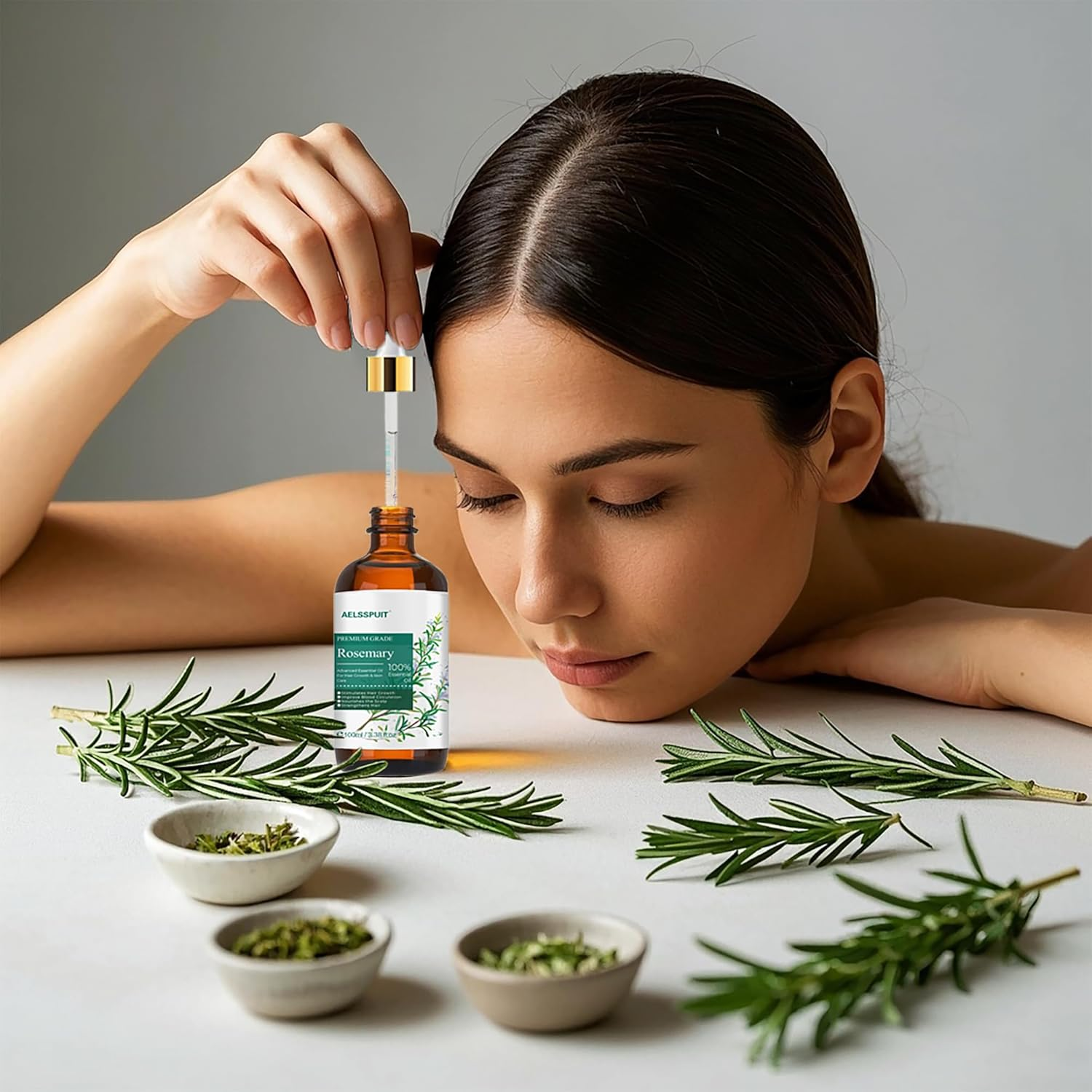 AELSSPUIT Rosemary Hair Oil Infused with Biotin to Enhance Hair Nourishment and Volume Natural Hair and Scalp Care for All Hair Types, for Both Men and Women 100Ml/3.52Fl Oz image number 4