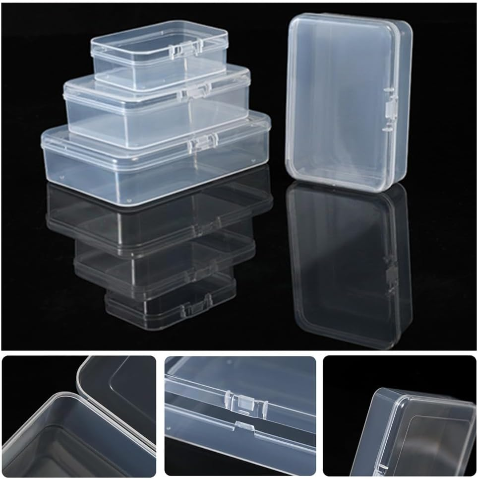 Mixed Sizes Rectangular Empty Plastic Box, 30 Pack Clear Plastic Beads Storage Containers Box Drawer Organizers with Lid for Small Items and Other Craft Projects image number 3