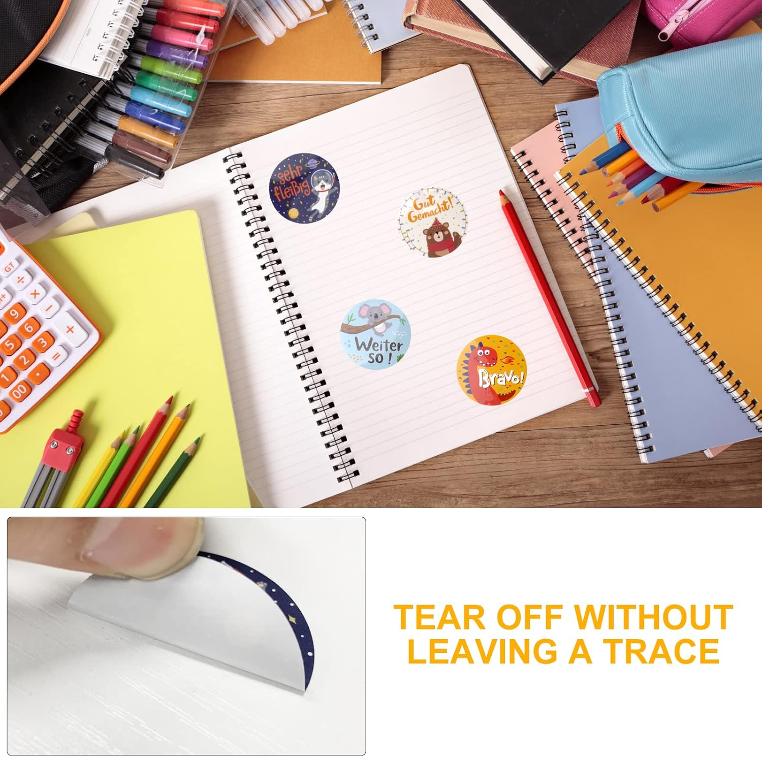 Pack of 500 Motivational Stickers for Children, TNSLAND 3.8 Cm Self-Adhesive Teacher Reward Stickers, Praise Praise Stickers, Primary School Teacher Supplies, Reward Chart Children for School Teacher