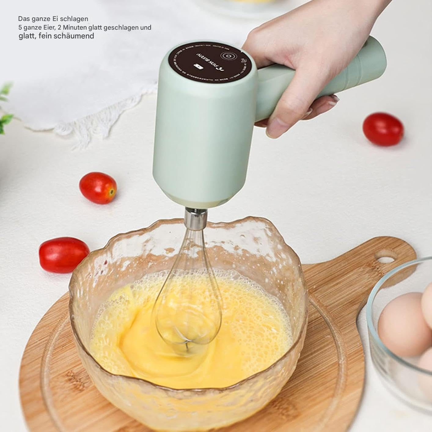 Uadme Mini Electric Whisk, 20 W Low Power Handheld Kitchen Mixer Automatic USB Rechargeable Portable Wireless Hand Mixer Electric for Sauce Cake Egg Cream (Green) image number 1