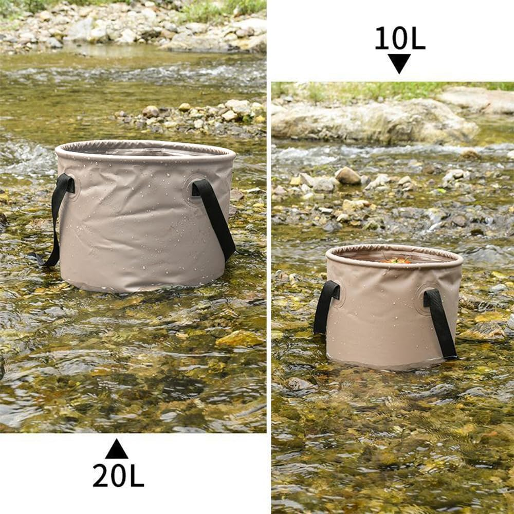 MTSDM 2Pcs Folding Camping Bucket, Collapsible Buckets, Lightweight Folding Water Container, Multifunctional Collapsible Water Basin, Portable Collapsibled Buckets, 10L, 20L image number 1