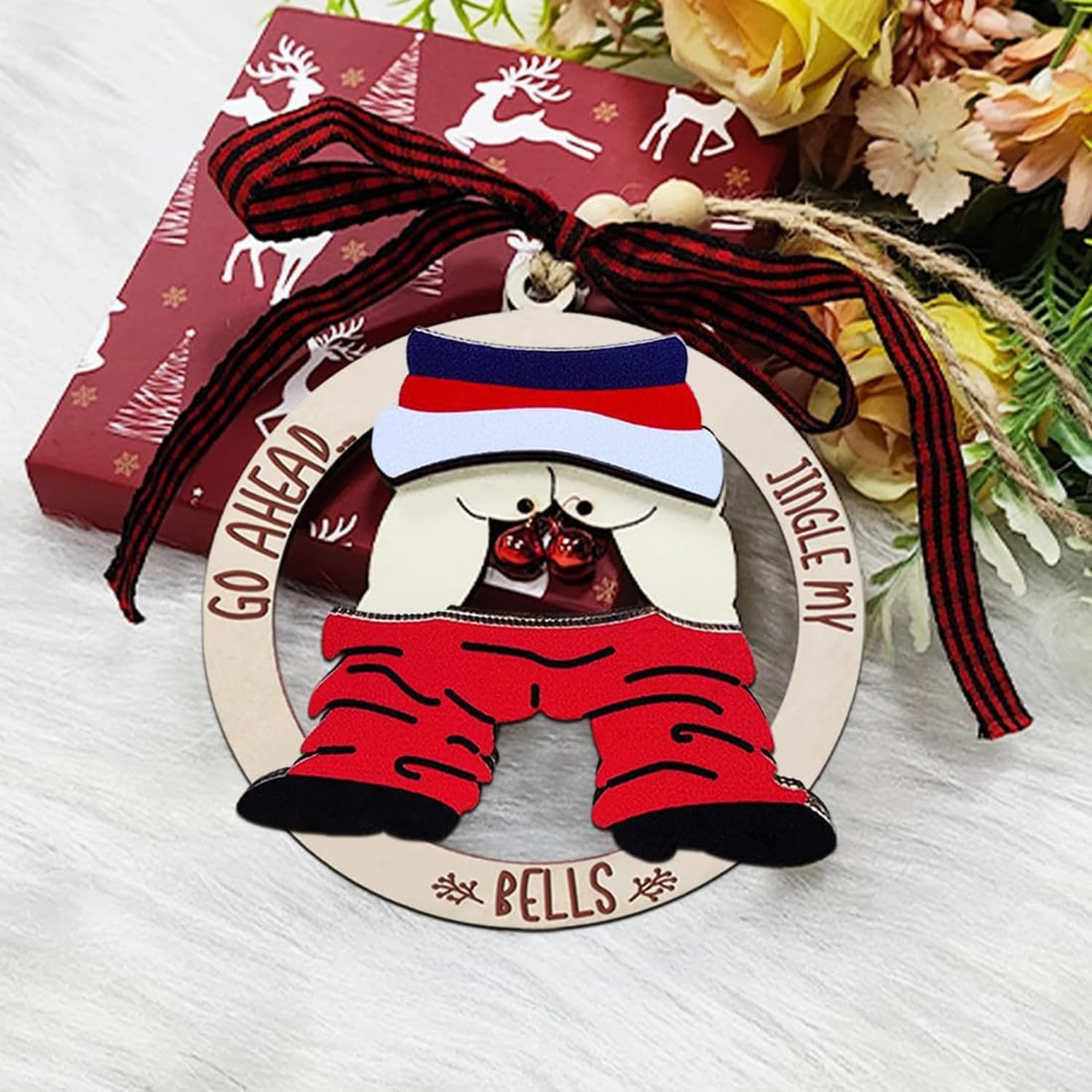 Jingle Bell Christmas Tree Ornaments, Wooden, Unique Stocking Stuffer Gift and Christmas Decorations for Trick,Laughting (1)