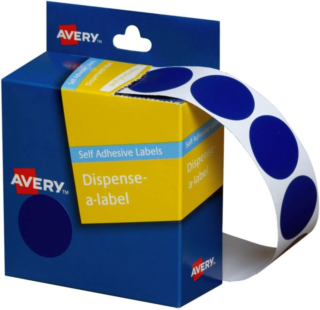 Avery round Dispenser Labels - Removable Price Stickers - Identification Labels - Office Supplies - Fluoro Red, 14Mm, 700 Labels / 1 Roll (937298) (Pack of 2)