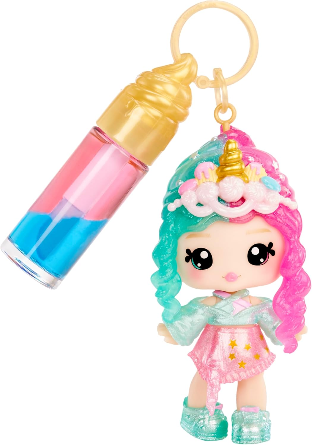 Yummiland Lip Gloss Doll: Mystery Color Change - Phoebe Frappe Includes DIY Lip Gloss + Removable Keychain, Cosmetic Play, Collectible, Ages 4+