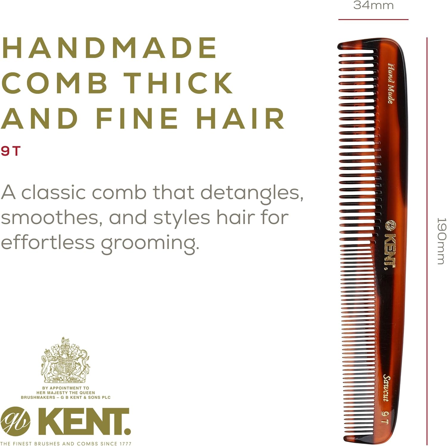 Kent Dressing Table Hair Comb, 190 Mm Length image number 6