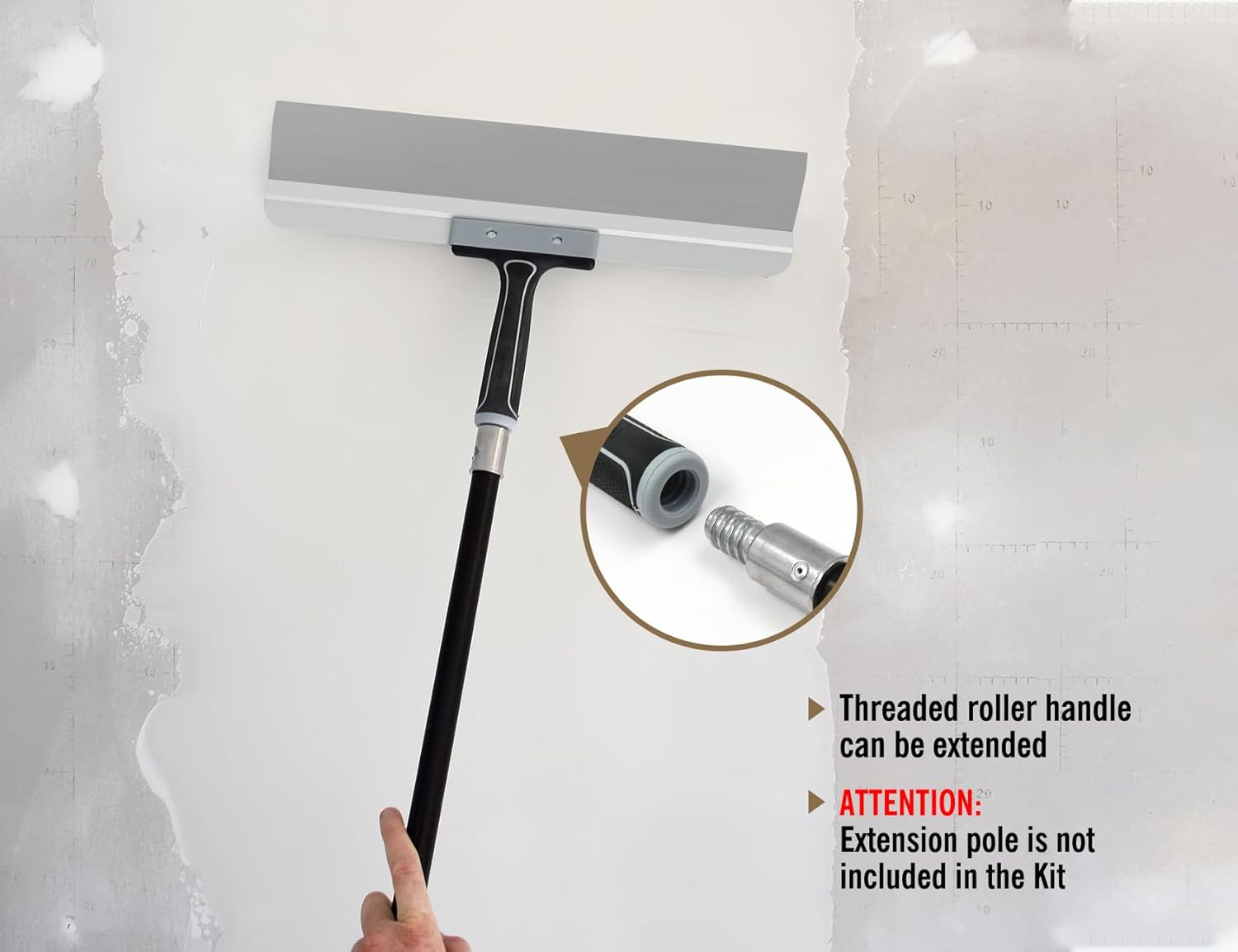 ROLLINGDOG 18 Inch Taping Knife - Drywall Taping Knife,Threaded End Can Be Attached to Extension Pole,Stainless Steel Blade,Ideal for Skimming and Smoothing Walls and Ceilings image number 3