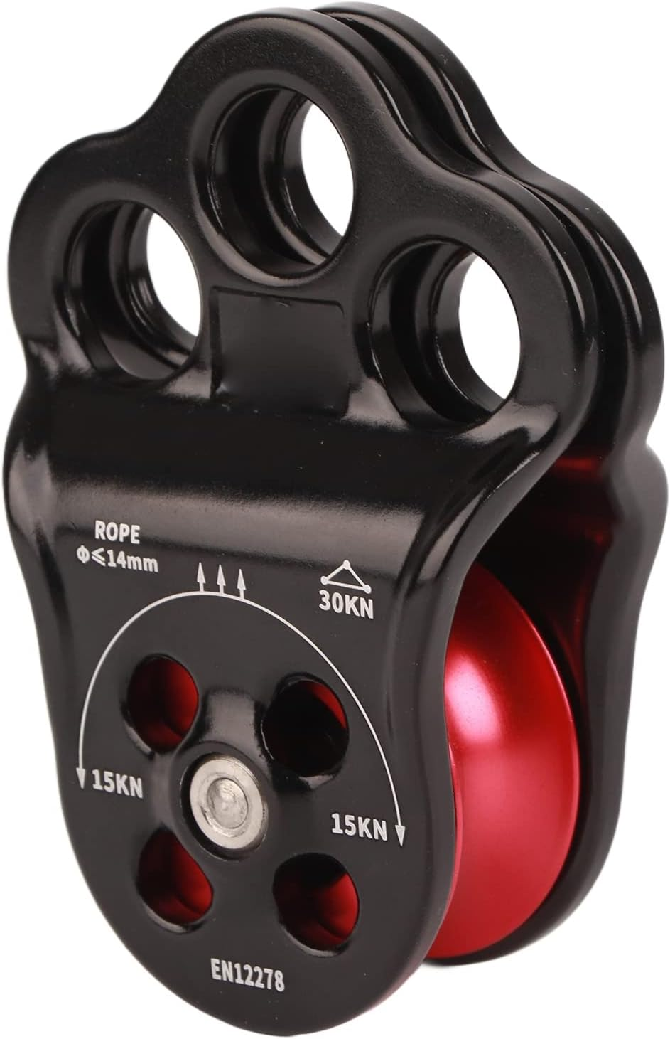 30KN Climber Pulley with Anodized Coloring for Arborist Tree Climbing, Rigging, Hauling & Mountaineering, Sturdy Black Pulley for Expansion image number 6