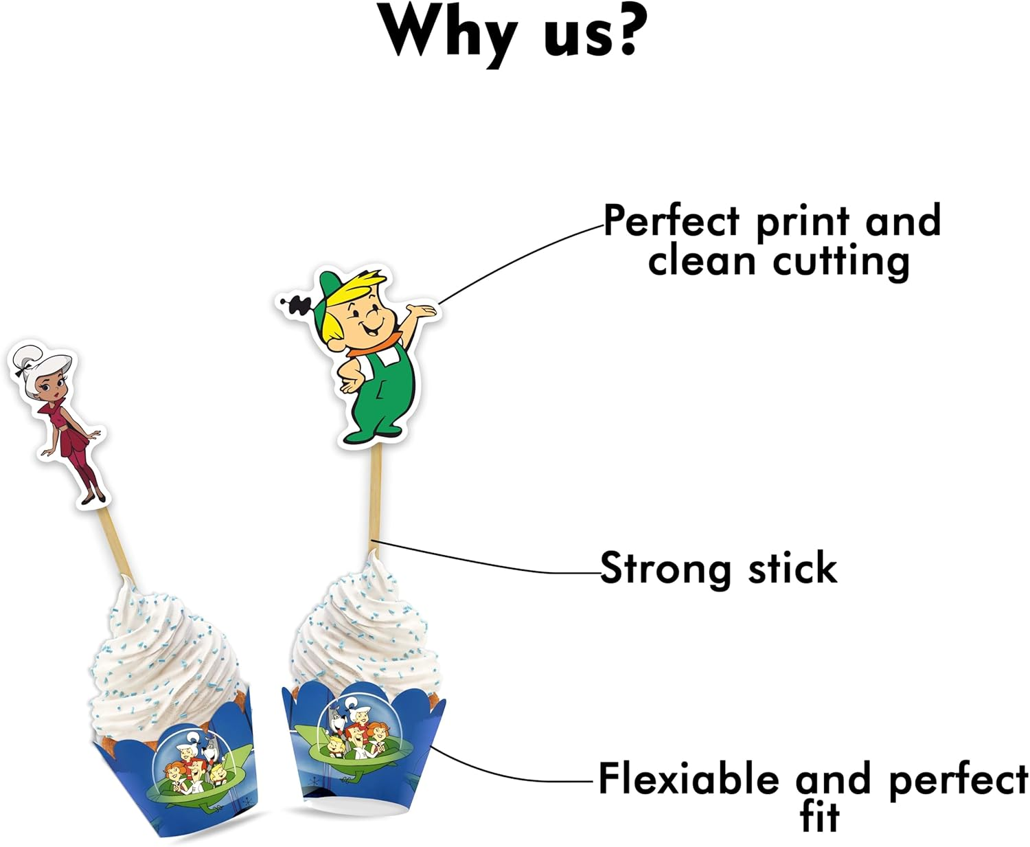 Gerge Jetsn Cupcake Wrapper &ndash; Retro-Futuristic Dessert Wrap for Themed Parties, Perfect for Fans of Sci-Fi Adventures and Bold, High-Flying Celebration Styles image number 4