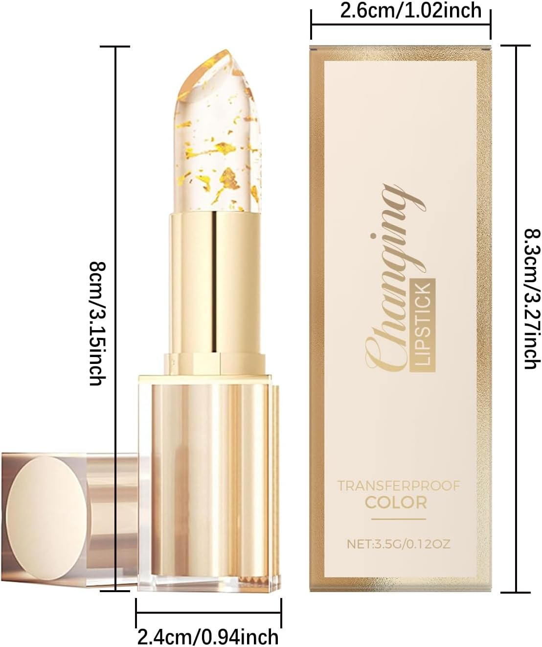 Transferproof Color Changing Lipstick,Gold Crystal Ph Lipstick Color Changing,Deep Nourishment,Long Lasting Moisturizing Glossy Shine Lip Gloss for Women image number 1