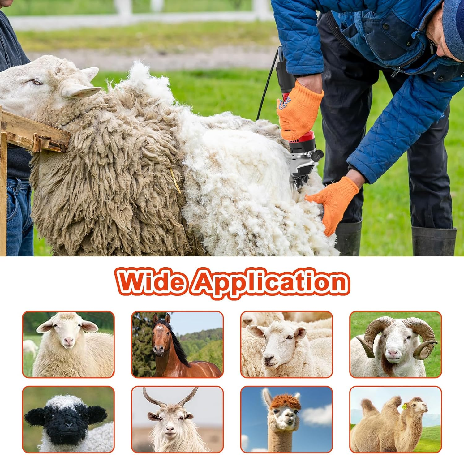 Advwin Electric Sheep Shears, 690W 2800R/Min Professional Electric Sheep Clippers, 6 Speed Heavy Duty Electric Shears, Farm Livestock Grooming Kit for Thick Coat Animals