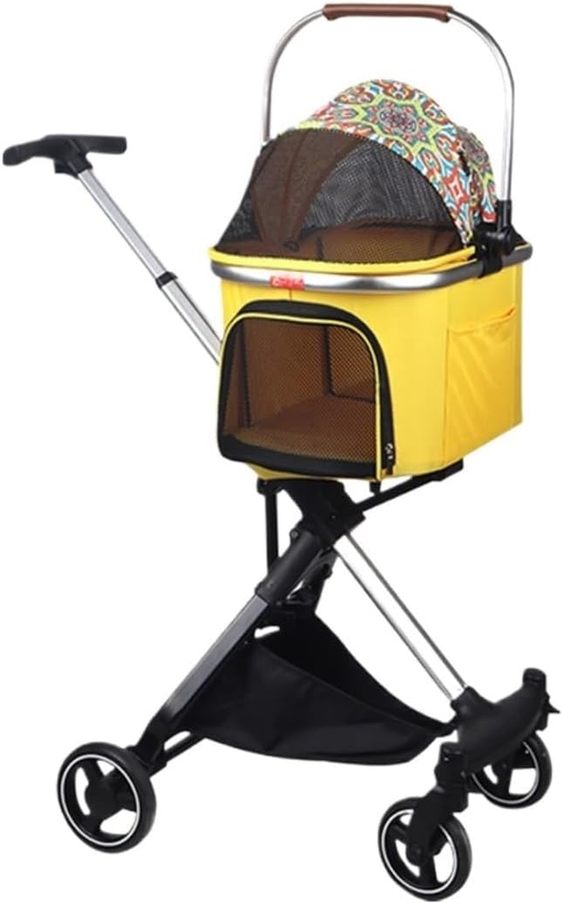 Pet Stroller Dog Stroller Cat Stroller Foldable Cats Dogs Pet Stroller for Medium Small Size Dogs Cat Stroller Detachable Carrier Basket for Puppy Dog Pram Dog Cat(Color:Gray)