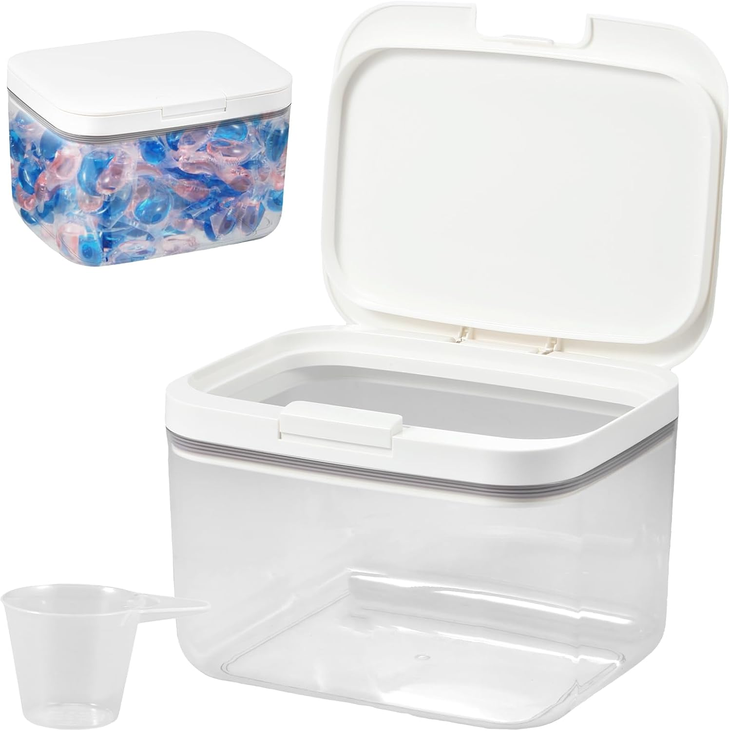 Laundry Pods Container,Automatic Pop-Up Laundry Pods Container,Large Capacity Dishwasher Pod Holder,Holds 2.8L/4.5L/5.5L Sealed Laundry Pod Case for Powder,Detergent,Scent Booster Storage (4.5L/152Oz)