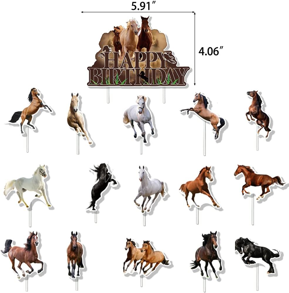 Spirit Riding Horse Birthday Party Supplies - Horse Happy Birthday Banner, Balloons, Cake Cupcake Toppers for Kid Western Cowboy Pony Party Decoration image number 1