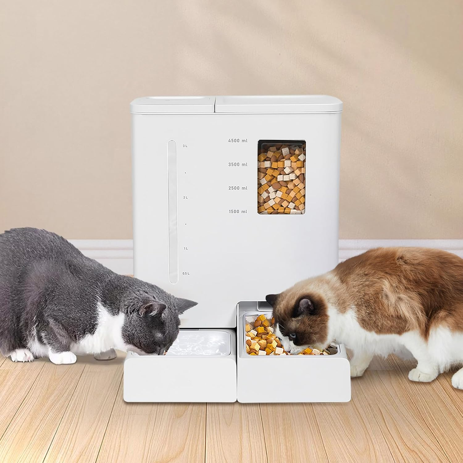 Pawz 2-In-1 Automatic Pet Feeder Waterer, Wifi Smart Dog Cat Feeding Drinker with App Control Voice Recorder, 4L Water 5L Food Large Cat Dispenser for Multiple Pets, Auto Timed Pet Feeder image number 2