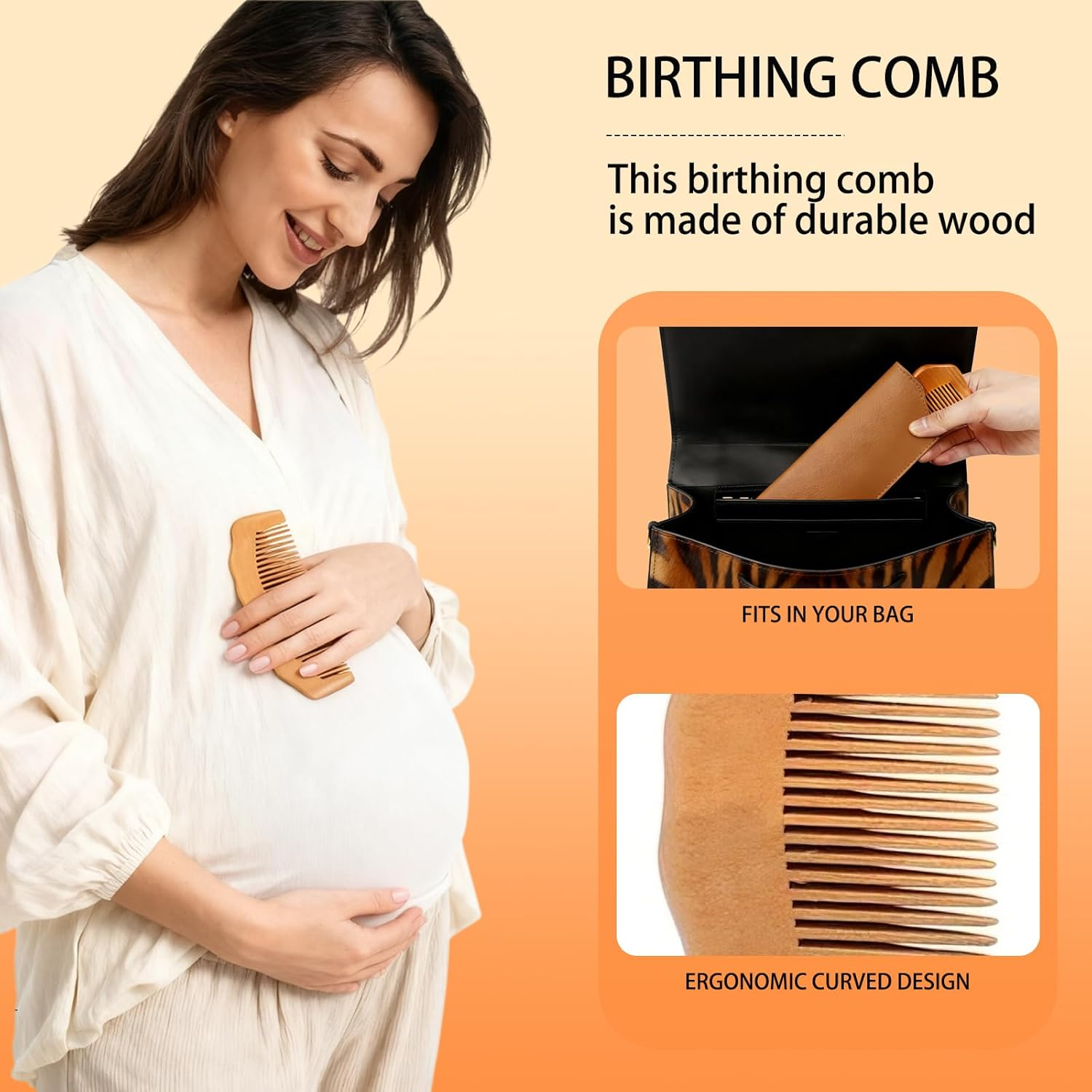 Langtaojin Wooden Comb + Protective Case Set (1 of Each) &ndash; Multi-Purpose Comb for Daily Hair Brushing & Birthing Needs, Practical All-Scenario Comb Kit image number 3