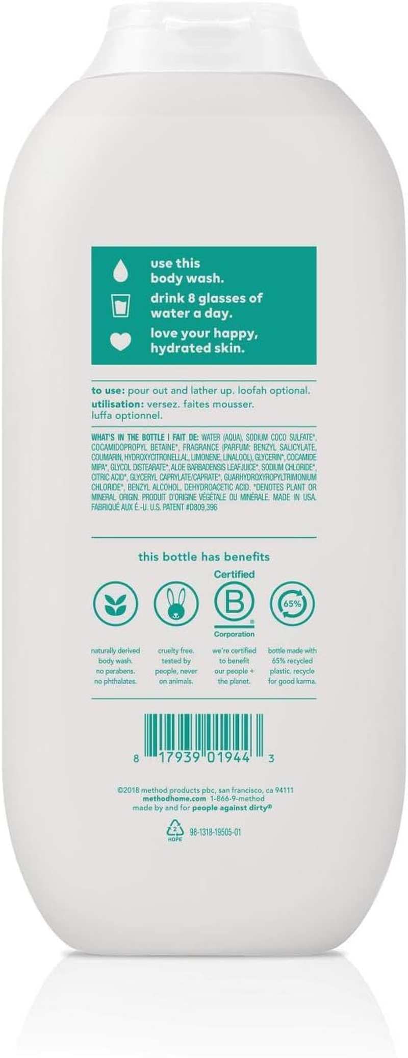 Method Hydrating Body Wash, Coconut Milk, Paraben and Phthalate Free, 18 Oz (Pack of 1) image number 3