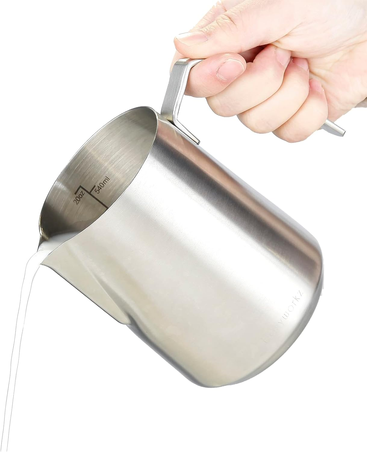 Easyworkz Espresso Steaming Pitcher Stainless Steel 600 Ml Coffee Frothing Picther Milk Jug Cappuccino Latte Art Cup, Brushed Silver image number 4