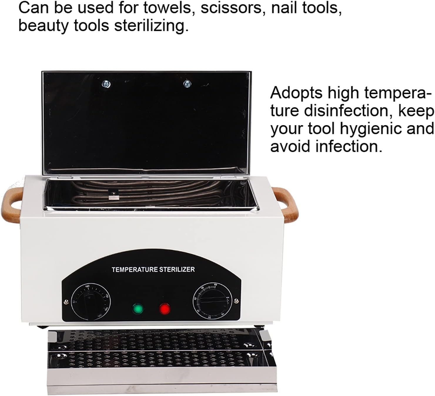 Hot Air Steriliser Disinfectant, 300 W Dry Heat Steriliser Temperature Adjustable High Temperature Disinfection for Instruments, for Cosmetics Foot Care Nail Tools Sterilisation Device image number 3