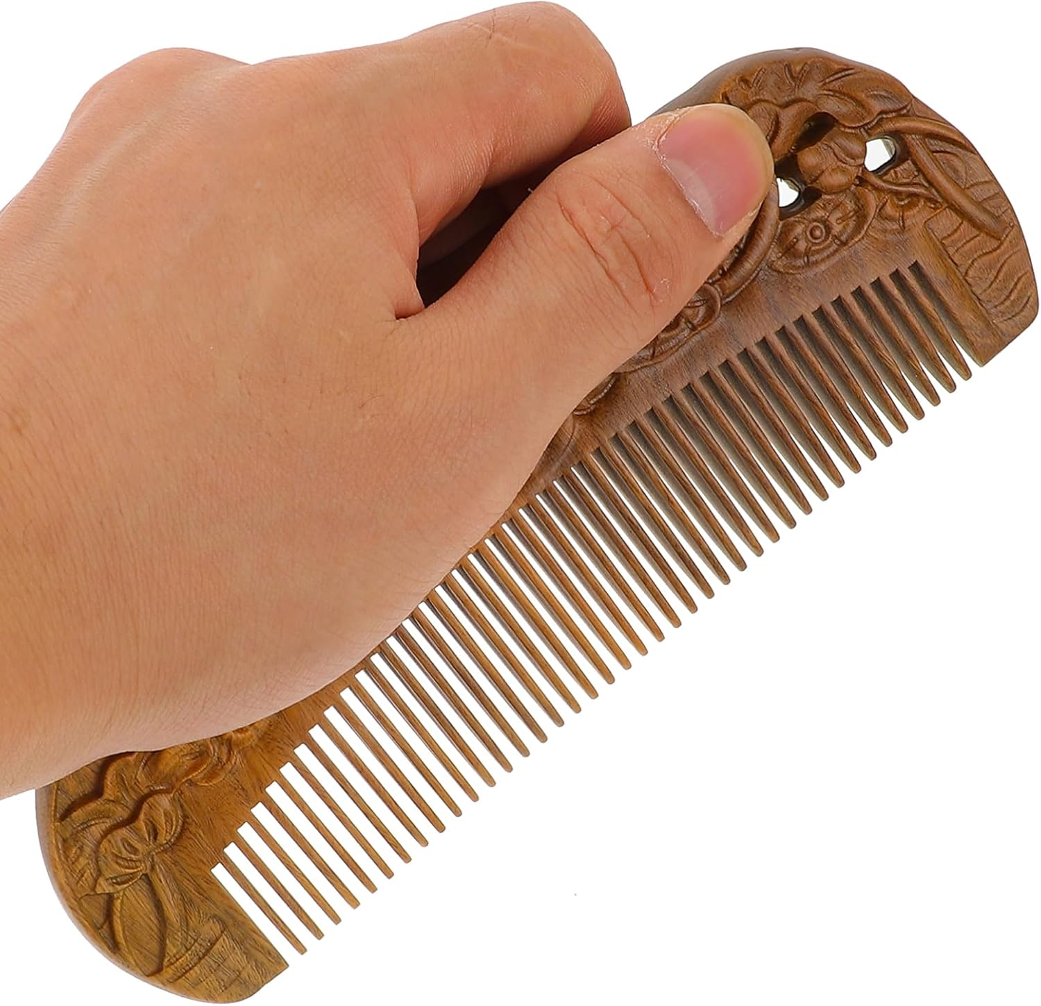 WRITWAA Natural Sandalwood Detangler Brush Wide Tooth Fashionable Home Hair Care image number 5