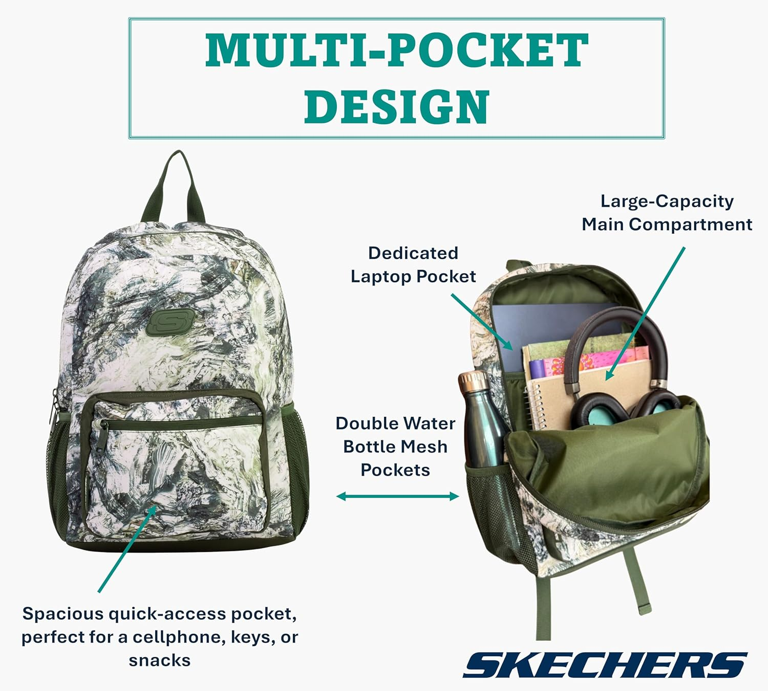 Skechers 365 Trail Quest Travel Backpack. Multipurpose Back Pack. Durable & Stylish School Backpack and Laptop Bag image number 3