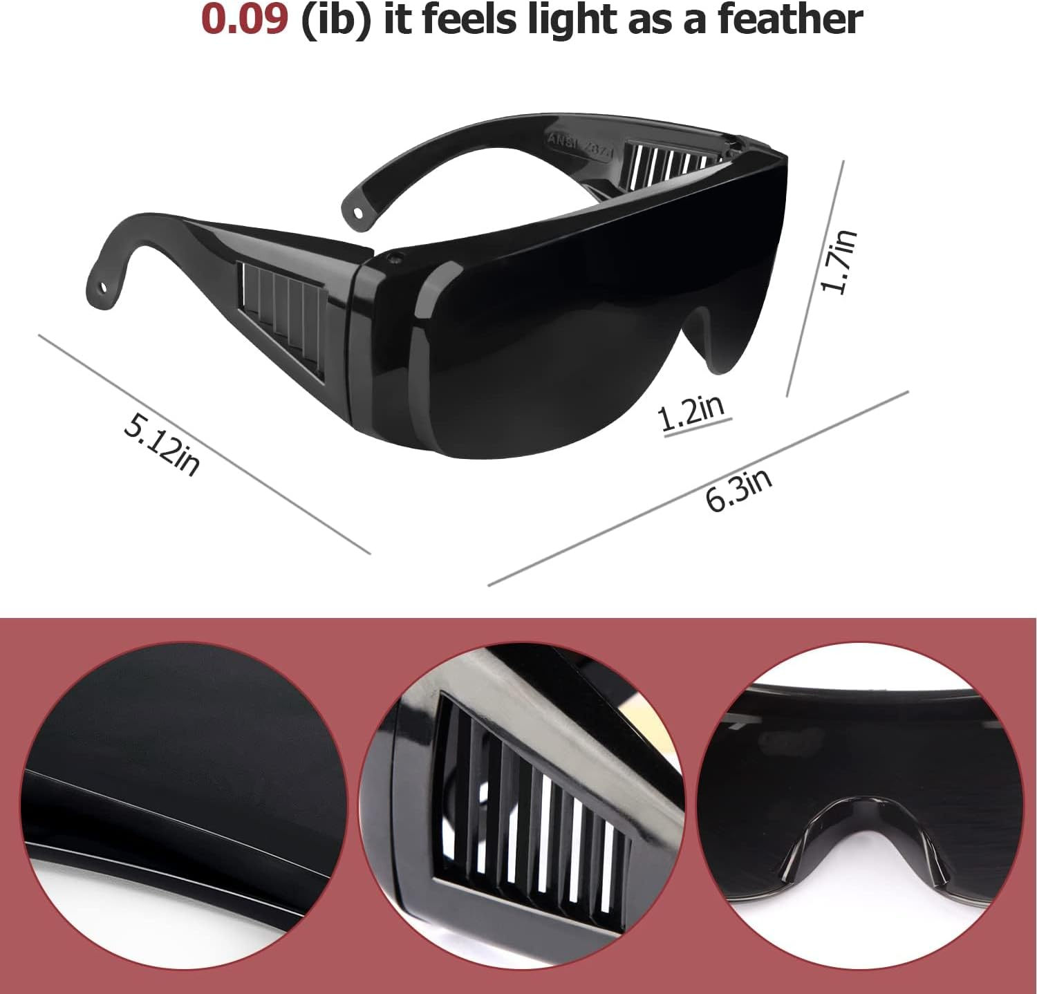 Red Light Therapy Glasses,Tanning Goggles, Red Light Protective Glasses, Effective Filtering 150Nm-2200Nm Red Light and Infrared, Eye Protection for Red Light Therapy. image number 2