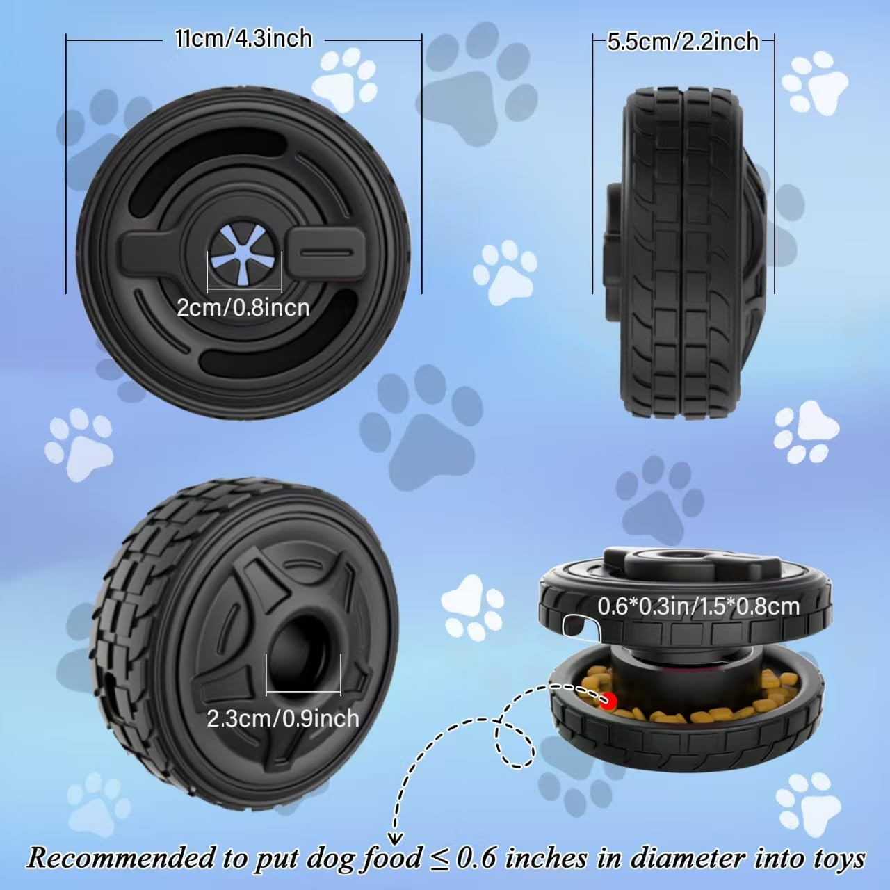 LUPAPA 5-In-1 Dog Entertainment Toy, Frozen Treat Toy for Dog, Treats Distribution Puzzle Tire Dog Toys to Keep Dogs Busy, Dog Chew Toys for Aggressive Chewers, Natural Rubber Durable and Safe