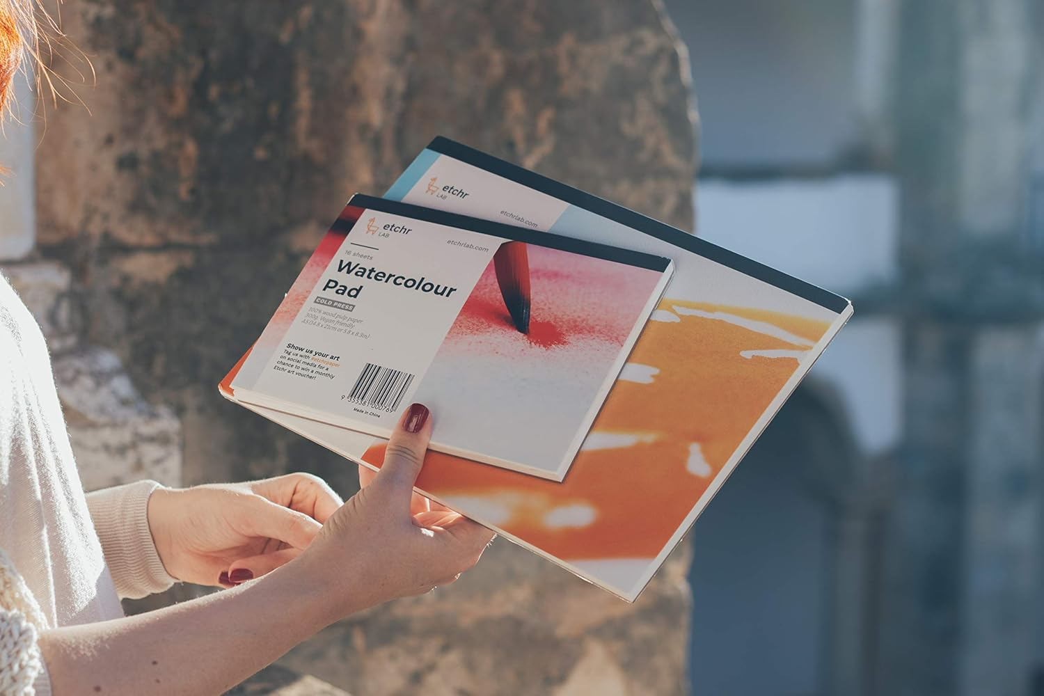 Etchr Lab A4 Hot Press Wood Pulp Watercolour Paper Block - 300 GSM (140 Lb), 16 Sheets | 100% Wood Pulp, Easy to Travel, Archival Quality for Kids and Adults, Beginner and Intermediate Artists image number 6