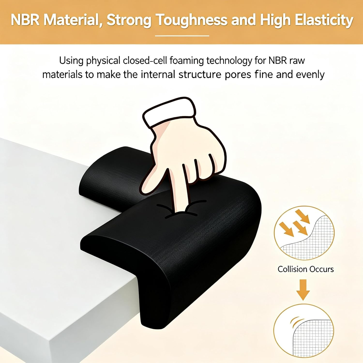 Chionwen 12 Packs Baby Safety Corner Guards (Black) - L-Shaped NBR Foam Corner Protector, Non-Toxic Soft Bumpers for Table, Desk, Sofa Baby Proofing, Easy Installation with Adhesive Tape image number 6